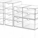 Makeup Drawer Storage Organizer with 16 Drawers, 4 Set Acrylic Office Desk Organization and Storage, Dustproof Drawer Organizer for Makeup, Office, Countertop, Jewelry, Pen, Desktop, Bathroom, Bedroom