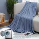 CHOSHOME Cooling Blanket for Hot Sleepers Lightweight Summer Cold Thin Blankets for Sleeping, Hot Flashes Night Sweats, Soft Blanket for Bed, Full Size, Blue