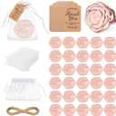 30 Set Rose Compact Mirror Bulk Wedding Favors, Bridal Shower Party Favors for Guests Roses Shape Portable Folding Mirrors with Thank You Tag and Organza Bag (Rose Gold)
