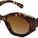 SOJOS Trendy Hexagonal Polarized Sunglasses for Womens Mens,Retro Polygon Shades Plastic Frame Sun Glasses SJ2307 (Tortoise)