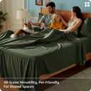 Bedsure King Size Sheets Set, Cooling Sheets for Hot Sleepers, Rayon Derived from Bamboo, PureWoven, Breathable & Soft, Deep Pocket Up to 16 Inches, Hotel Luxury Silky Bedding, Olive Green