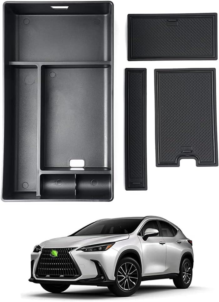Autorder Center Console Organizer for 2022 2023 2024 2025 Lexus NX NX 250/NX 350/NX 350h 450h+ Accessories Armrest Storage Box Secondary Insert Tray with Anti-Slip Mat