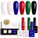 CANNI Gel Nail Polish Set – 6 Classic Colors (White, Pink, Blue, Red, Green, Black), HEMA-Free, Soak-Off UV LED Gel, Long Lasting for DIY Manicure & Nail Art at Home or Salon