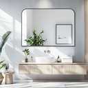 Bathroom Mirror, Wall Mirrors, Black Metal Framed Wall-Mounted Mirrors, Bathroom Vanity Mirror for Over Sink, Living Room, Bedroom, Entryway, 40x30 Inch, Black