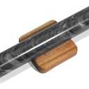 ComSaf Marble Rolling Pin with Wood Cradle 12 Inch Black, Non-Stick Dough Roller Professional Essential Kitchen Utensil French Heavy Duty for Baking, Pizza, Fondant, Pie Crust, Cookie, Pastry
