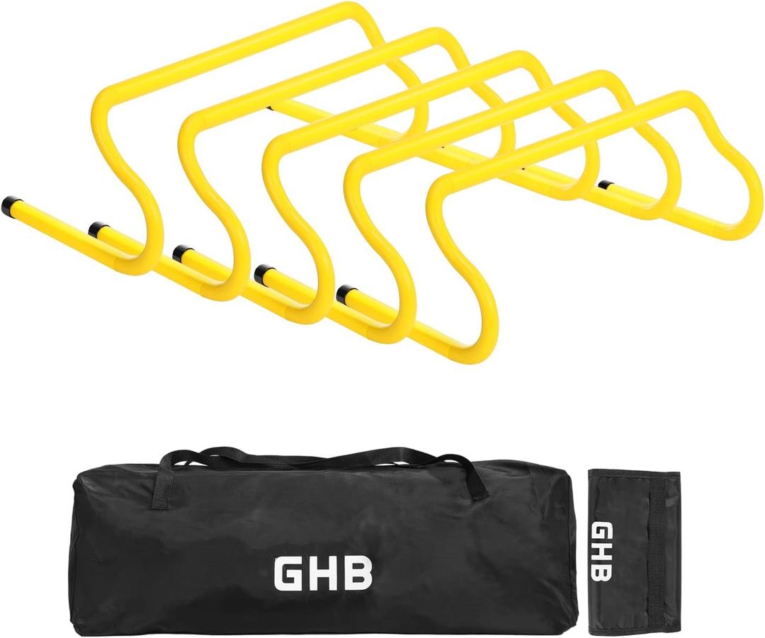 GHB Agility Hurdles 8" Speed Agility Training Hurdles, Detachable Sturdy Hurdles Training Equipment Set with Carry Bag for Kids,Athletes,Soccer,Basketball (5 Pack-Yellow)