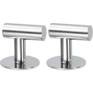 uxcell Adhesive Hooks, 2Pcs Waterproof Stainless Steel Hat Hooks, Towel Hooks Robe Hooks Decorative for Kitchen, Door, Cabinet, Bathroom, Foyers, Hallways, Bedrooms (50x50mm Bright)