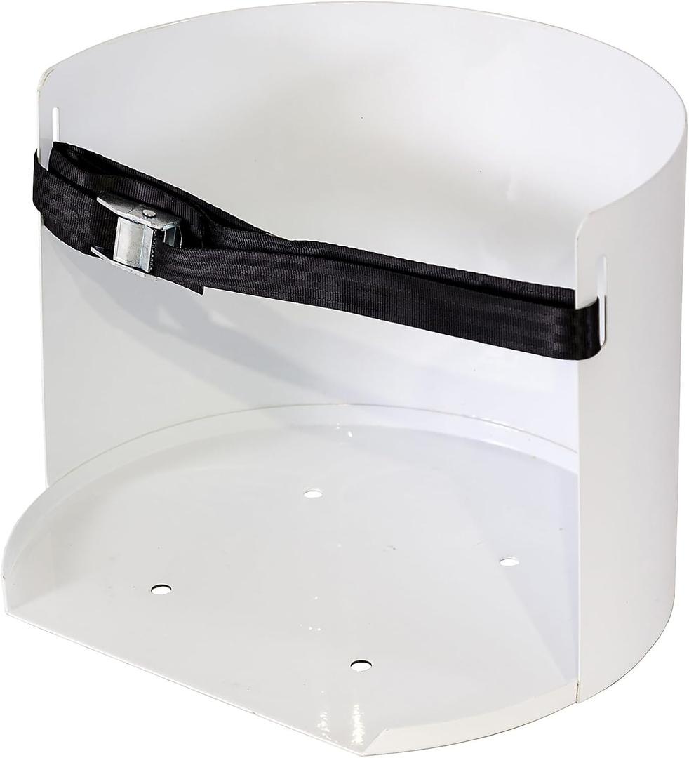 Buyers Products 5201005 3 to 5 Gallon Water Cooler Rack for Truck, Durable, White Powder-Coated Steel - Mounts to Flat Surfaces, Secures w/ Sturdy, Adjustable Nylon Straps - Water Jug Holder for Truck