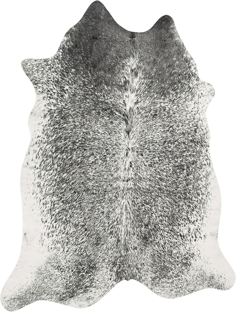 Extra Large Washable Faux Cowhide Rug 8x10 Grey, Modern Farmhouse Animal Skin Area Rugs, Non Slip Cow Print Carpet for Open Living Room Dining Room, Aesthetic Home Decor