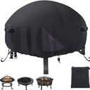LAVAED Heavy Duty 600D Outdoor Round Fire Pit Cover for Fire Pit 36D*20H inch,Waterproof Full Coverage Patio Round Fire Pit Cover, Dustproof Oxford Cloth Outdoor Fireplace Cover