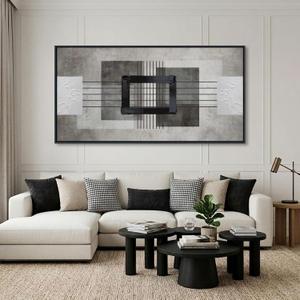 Large Abstract Canvas Wall Art for Living Room - Modern Neutral Beige & Gray Framed Artwork, Minimalist Textured Wall Paintings for Bedroom Decor, Sophisticated Gallery Pictures 29×58IN