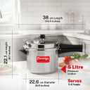 Prestige Popular Aluminum Pressure Cooker, 5 L, Silver