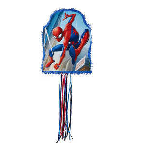 Disney Marvel Spider-Man Pinata Hanging Pull String Decoration, Blue/Red, for Birthday Parties