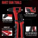 Anfrere Rivet Gun Kit, Manual Riveting Tool with 100 Rivets and 4 Interchangeable Heads, Professional 4-in-1 Pop-Up Hand Riveter, Storage Case