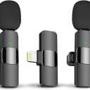 JOUNIVO 2 Pack Wireless Lavalier Microphone for iPhone, Mini Mic with Noise Cancellation for Interview Video Podcast Vlog YouTube (JV-701)