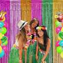Hawaiian Luau Party Decorations, 2 Pack 3.28 x 6.56 Ft Foil Fringe Curtains Summer Luau Backdrop Streamer for Tropical Beach Pool Mexican Fiesta Birthday Party Decor