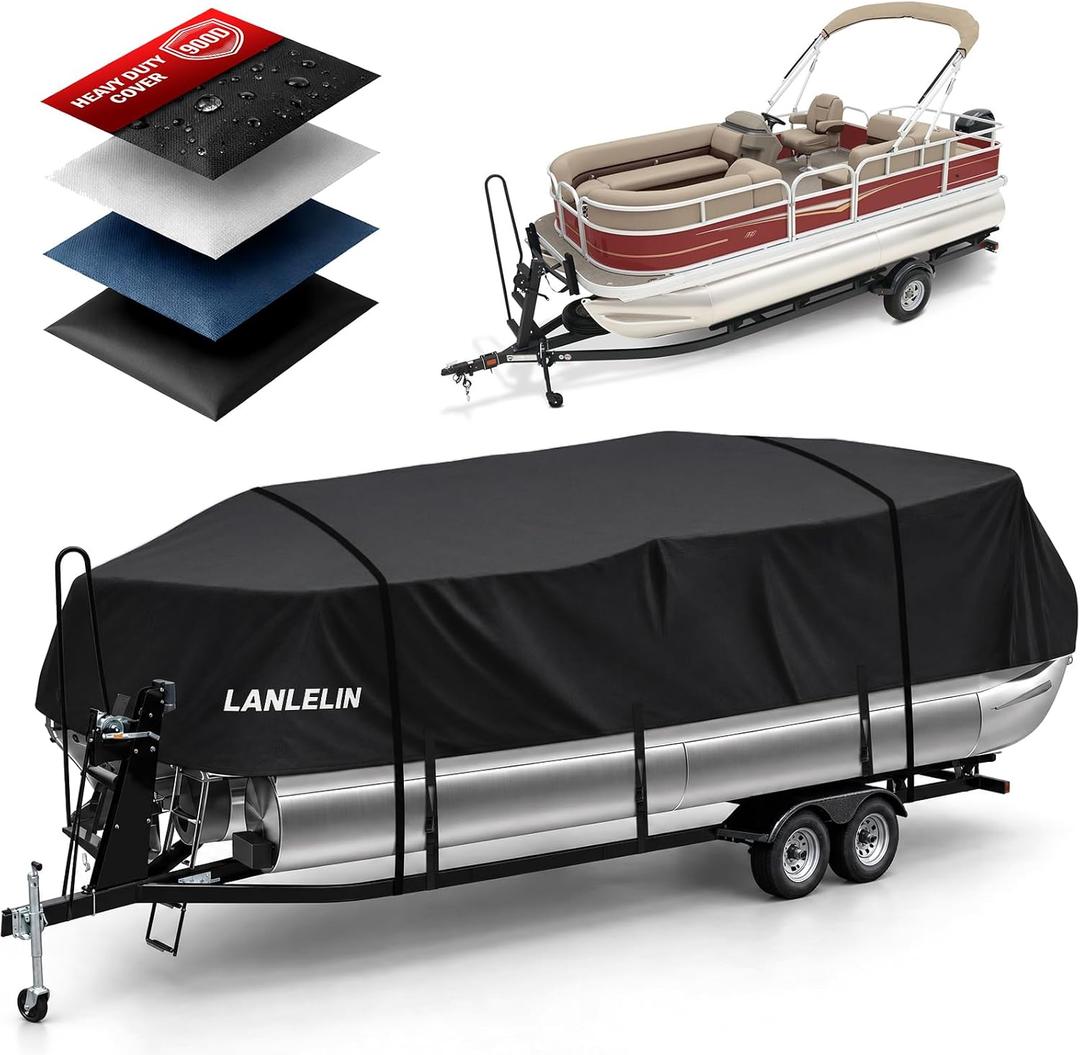Pontoon Boat Cover 24'2''-26'2'', Heavy Duty 900D Marine Grade Waterproof