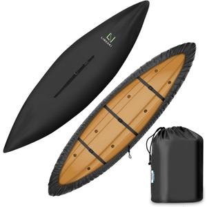 LIBZAKI Kayak Cover Accessories/Canoe Cover, Upgraded Thickened Waterproof & UV Protection SUP Paddle Boards Cover for Indoor/Outdoor StorageFits 9ft-18ft Kayaks 3 Colors (Black)