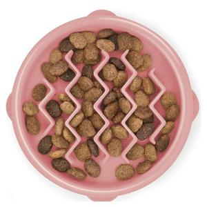 Outward Hound Fun Feeder Slo Bowl – Small 3/4-Cup Capacity, Slow Feeding, Small Dogs, Puppies & Cats, Non-Slip, Pink, Wave Pattern