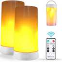 2PCS LED Flame Light, USB Rechargeable Flame Lamp with Remote & Timer, Waterproof Dimmable Flameless Candles Light for Home Party Garden Camping Halloween Christmas Decoration