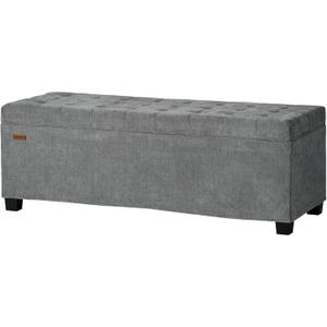 Steel Frame Storage Ottoman Bench with Legs Chenille UASND621G, 15.7"D x 43.5"W x 15.7"H