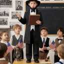 Gortykor Kids Abraham Lincoln Costume California Costumes for Boys Presidents Day Halloween Cosplay Costume (12-14 Years)