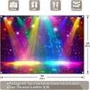 Fabric 7x5ft Disco Rainbow Stage 70s 80s 90s Backdrop Vintage Lights Photography Background Rock Music Club Neon Glow Party Decorations Photo Banner