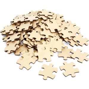 Juvale 100 Blank Wooden Puzzle Pieces for Crafts, DIY Art Projects, 1.9x1.6" Unfinished Freeform Jigsaw Wood Puzzle to Draw On