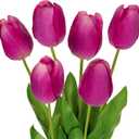 6PCS 23" Fake Tulip Flowers Artificial Fuchsia Tulips Long Stem Faux Flower, Silk Flower Dcor for Floral Arrangement Home Farmhouse Wedding Decoration