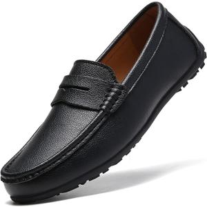Men's Leather Casual Slip on Loafers Driving Walking Shoes (13, 891 Black)