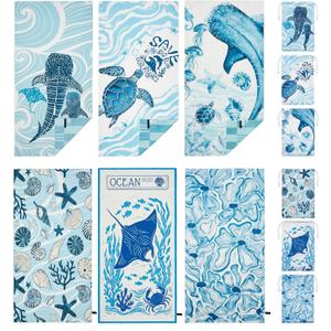 6 Pack Microfiber Beach Towel Oversized with 6pcs Travel Bag, 71 * 36 Cruise Quick Dry XL Beach Towels for Cruise Pool Yoga Gym Gift, Lightweight Absorbent Sandproof Large Beach Essentials
