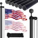 NELXINJO 25FT Sectional Flag Pole Kit, Heavy Duty Aluminum Outdoor In-Ground Flagpole, Black Ball Top, 3x5 USA Flag for Residential Commercial Outdoor Garden(25FT, Black)