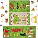 3 Pcs Christmas Kitchen Rug and Mat Washable Lime Green Kitchen Floor Mat Non Slip Doormat Waterproof Rugs and Mats Farmhouse Holiday Decor for Home Floor Office Bathroom Party Decor