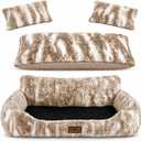 Catfy™ 32 Inch Soft Cat Couch with Pillows – Reversible Cushion, Plush Washable Large Cat Sofa Bed with Supportive Backrest & Non-Slip Base for Indoor Cats