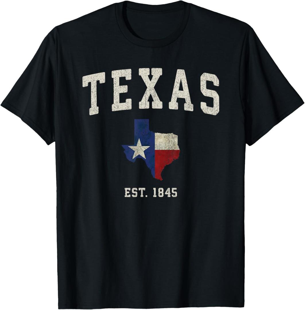 Distressed Texas State Flag T-Shirt (Black, XXL)