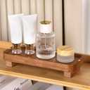 Wood Riser Small Decorative Tray Sink Soap Dish, Vanity Tray Pedestal Stand 8.7 x 3.6 inches (Light Brown)
