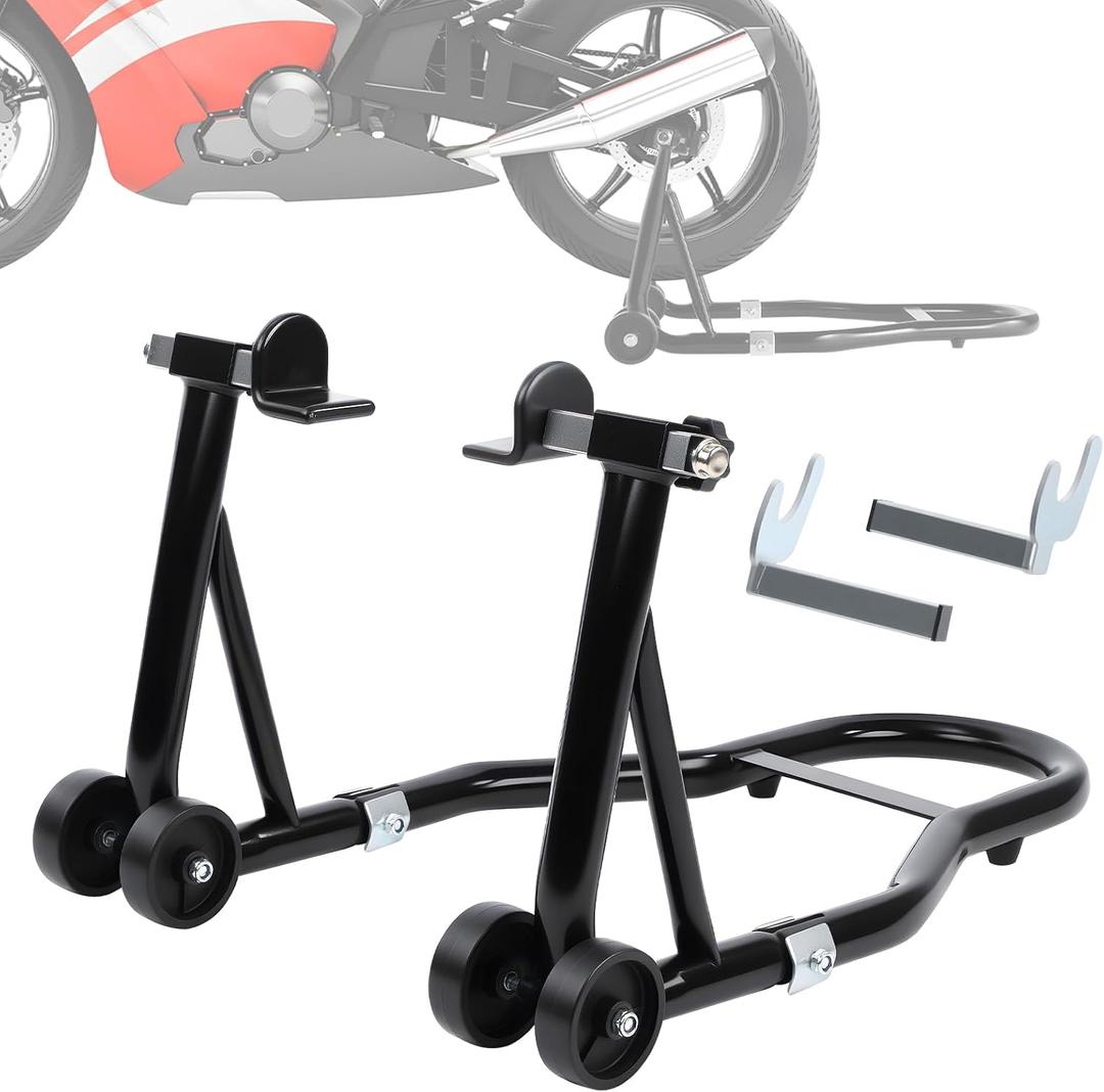 Motorcycle Rear Wheel Stand,882lbs/400kg Load Capacity Lift with U + L Fork Swingarm Spool, Heavy Duty Rear Wheel Stand Motorcycle Lift Jack Stand, Fit for Suzuki Yamaha Honda Kawasaki, Black