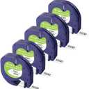 TITBIT 5-Pack 91330 White Paper Label Tape Compatible with DYMO LetraTag 200B Refills 1/2" x 13ft,10697 (S0721510), Black on White, for DYMO LetraTag Label Maker LT-100H,LT-100T,LT-110T,QX 50,XR,XM