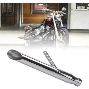Tesmirror Universal Motorcycle Stainless Steel Slash Cut Exhaust Tip Exhaust Pipe Muffler for Chopper Cafe Racer Silencer (one piece)