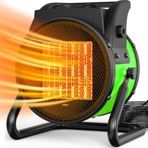 Portable Electric Heater - 1500W Outdoor Space Heater 3s Fast Heating 3 Mode, Overheat Protection Electric Patio Heater for Greenhouse Garage Patio, Outdoor, Green