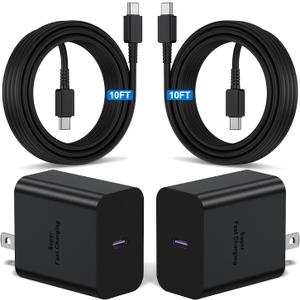 2Pack 45W Super Fast Charger Type C 10ft, USB C Wall Charging and Long Android Phone Charger Cable Cord for Samsung Galaxy S25 Ultra/S25 Plus/S25/S24+/S24 Ultra/S23 Ultra/S22 Plus/S21/Note 20/Note10+ (10feet)