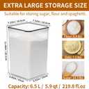 HKJ Chef 4 Pack Extra Large Airtight Food Storage Containers with Lids (6.5L / 220 oz), BPA Free Plastic Kitchen and Pantry Organization Contianers for Cereal Flour and Sugar Storage, Labels & Marker