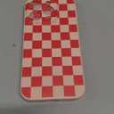 Skyseaco Compatible with iPhone 15 Pro Case Cute Checkerboard Checkered Pattern Design Soft Slim TPU Phone Case Shockproof Full Camera Protection for Women Girls - Pink&Red