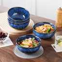 4 x vancasso Starry 24oz Bowls for Soup, Ceramic Soup Bowls Set of 4, Blue Cereal Bowls Set for Kitchen, Salad Bowls Set, Pasta Oatmeal Bowls, Lead-free, Dishwasher & Microwave Oven Safe, Blue
