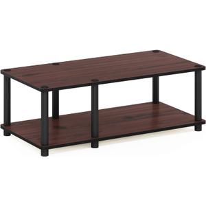 Furinno Just No Tools Dark Cherry Mid Television Stand with Black Tube (Mid 31.5"(W)x10.9"(H)x15.6"(D))