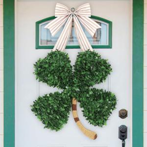 DAZONGE St. Patrick's Day Decorations, St Patricks Day Shamrock Wreath, Lucky Green St. Patrick's Day Door Swag for Fireplace Mantel Walls