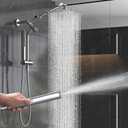 Veken 10" Luxurious All Metal Rain Shower Head with Handheld, High Pressure Rainfall Shower Heads wih Extension Arm, Wide Dual Showerhead with Spray Combo, Bathroom Accessories, Chrome, Silver