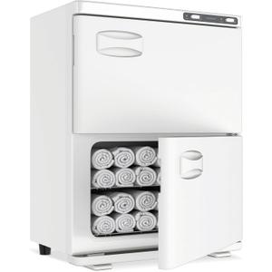 Hot Towel Warmer SalonDepot 46L Large Capacity Spa Towel Warmer with Double Cabinets for Salon, Barber Shop, Massage & Facial (White)
