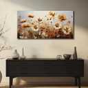 DNIEOTU Flower Wall Art for Living Room, Floral Canvas Wall-Decor for Bedroom, Beige and Brown Picture Prints for Hallway Office, Size 40 x 20 Inches