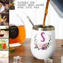 PFL Wedding Gifts for Maid of Honor From Bride -Bachelorette Party Gifts-Bridal Shower Bridesmaids Best Friends Sister -12oz Women Monogrammed Wine Tumbler Coffee Mug Cup Glass -Initial Letter S